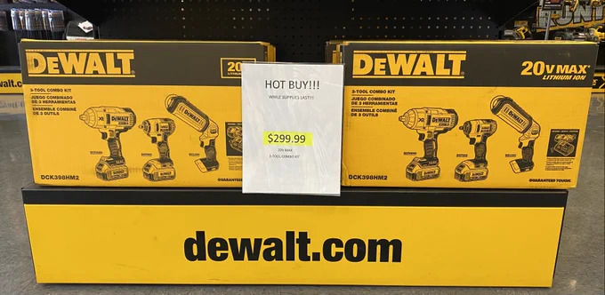 Take advantage of this Hot Buy on the DeWalt 20v Max 3-Tool combo kit (DCK398HM2) for $299.99