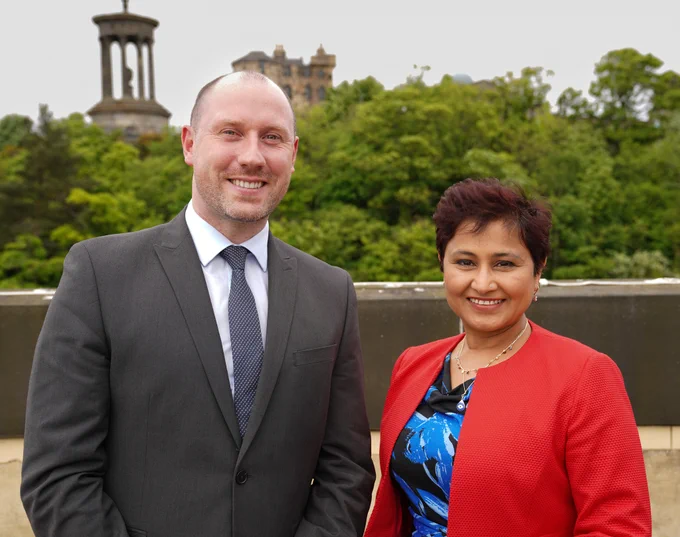 New Deal for Business Group co-chairs Wellbeing Economy Secretary Neil Gray and Dr Poonam Malik.