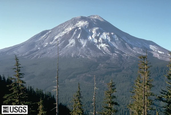 View of Mount St. Helens from the Coldwater II observation post north of Mount St. Helens on May 17, 1980.