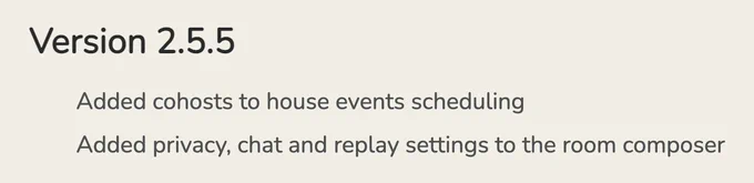 * Added cohosts to house events scheduling
* Added privacy, chat and replay settings to the room composer