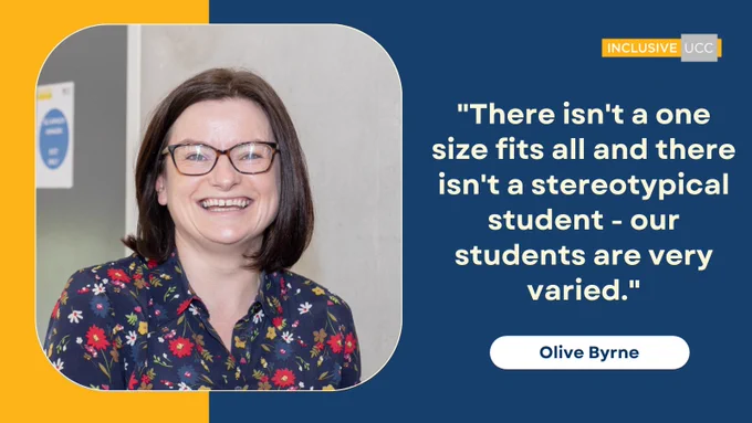 Woman on the left. Quote on the left "there isn't a one size fits all and there isn't a stereotypical student - our students are very varied."
