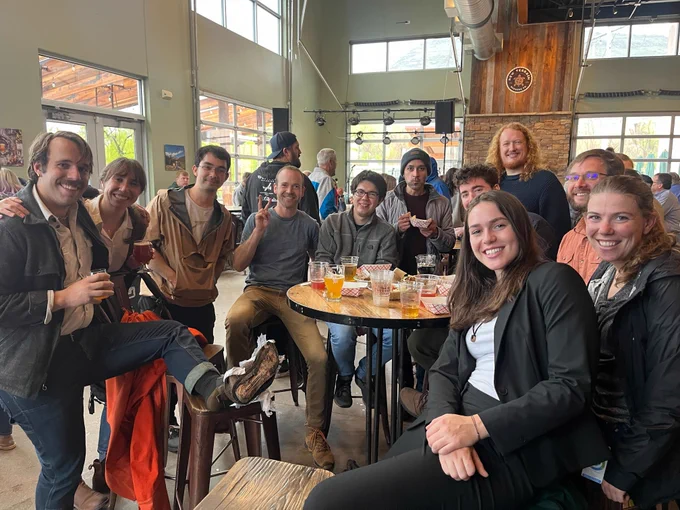 Electrobuff research group celebrating at a brewery. 