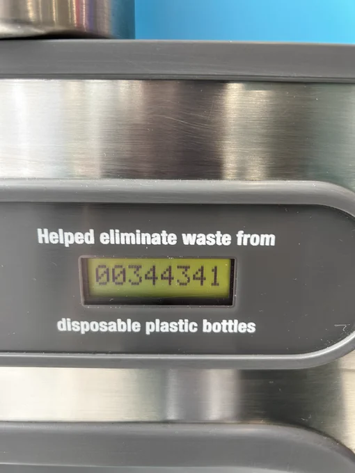 A display showing the number of plastic bottles saved - 344341