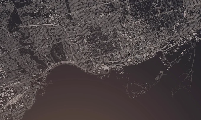 A satellite image of Toronto.