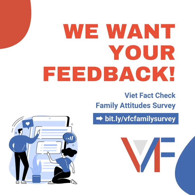 We want your feedback!
Viet Fact Check Family Attitudes Survey
bit.ly/vfcfamilysurvey