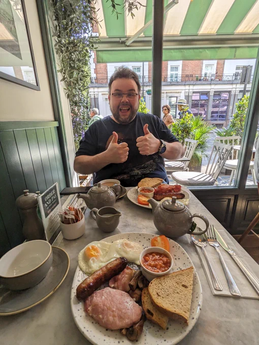 Stephen McCormick eating breakfast 