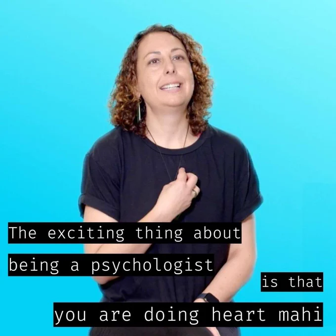 Sarah is pictured on a light blue background , the above quote is written across the image.