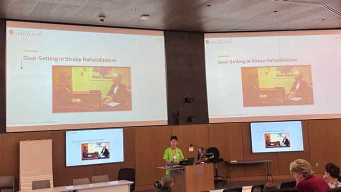 Student (Jong Ho) from HCIL presents interactive work on supporting stroke survivors in their efforts to rehabilitate. Read more at the HCIL Symposium 2023 site.