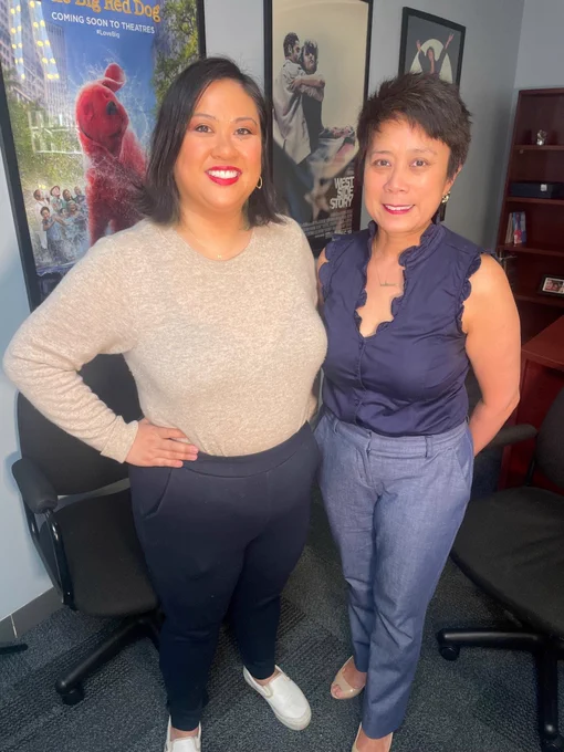 Commissioner del Castillo with Cheddar reporter Michelle Castillo in the former's office