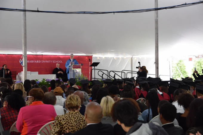 Dean David N. Hempton greets the graduates at the HDS Diploma Awarding Ceremony. 