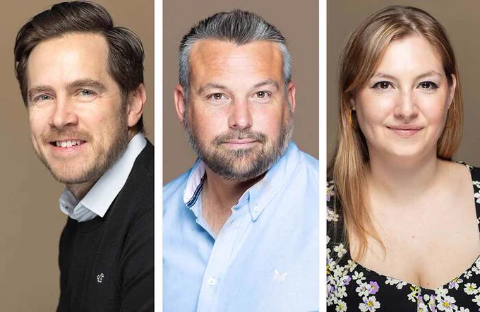 left to right: Lee Heighington, head of retail; Nathan Brine, director of live stage production; Danielle Tanton, head of licensing