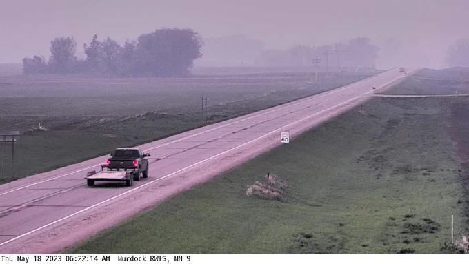Webcam image showing smoke from wildfires in Minnesota