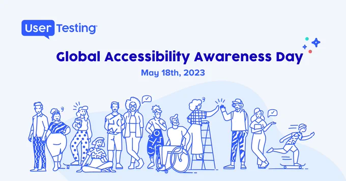 An illustration of people from different backgrounds, with "Global Accessibility Awareness Day, May 18th 2023". 