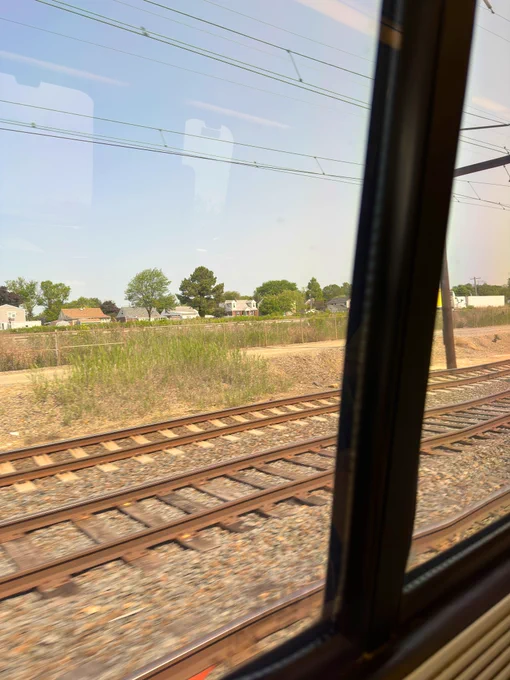 Looking out the train window