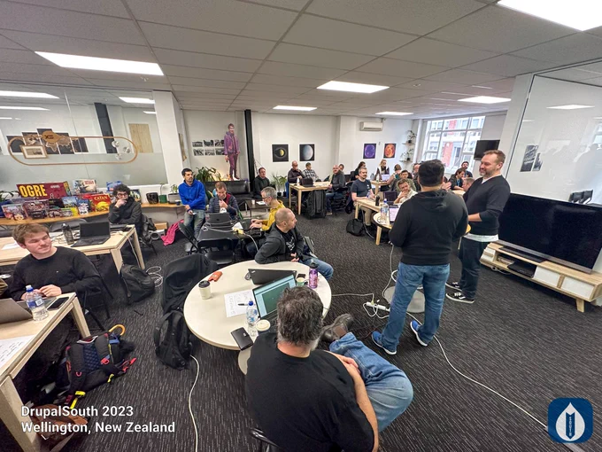 💧 DrupalSouth 2023 code sprint if off to a great start! 
💧 Big thank you PreviousNext for sposoring the event and Xequals for cosy venue.