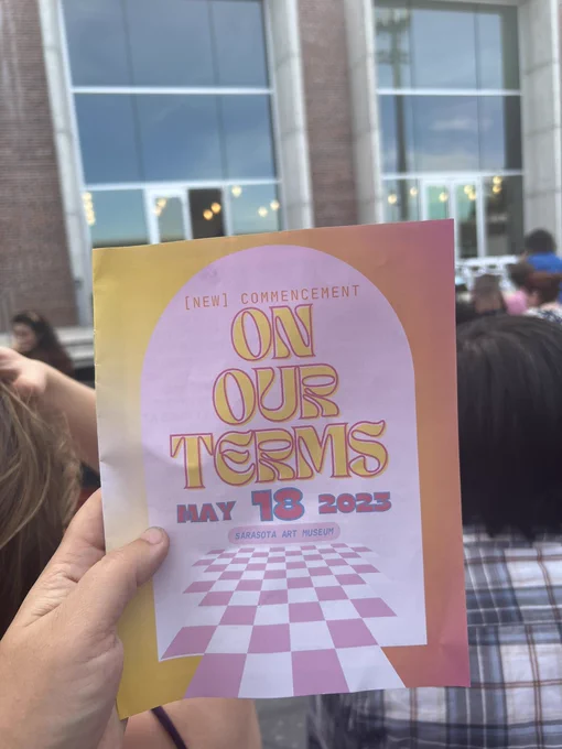 Program cover of new college alternative commencement “on our terms”