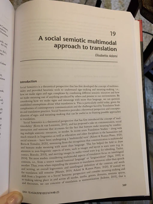 A social Semiotic multimodal approach to translation, chapter by Elisabetta Adami
