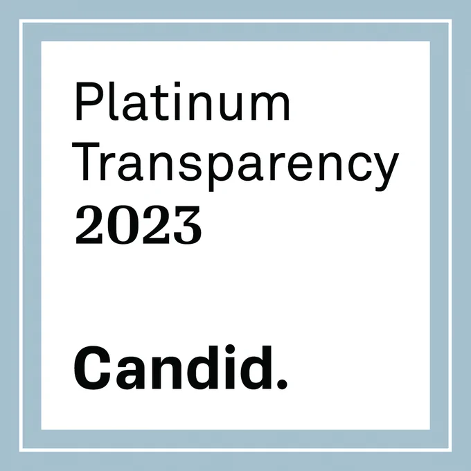 A square seal with a blue-gray border. It reads: Platinum Transparency 2023 Candid.