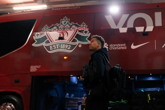 Roberto Firmino arrivals ahead of his final game at Anfield. He's named amongst the substitutes as we take on Aston Villa in the Premier League.