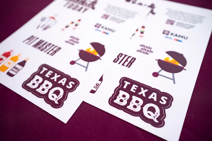 KAMU sticker sheet, includes BBQ themed stickers.