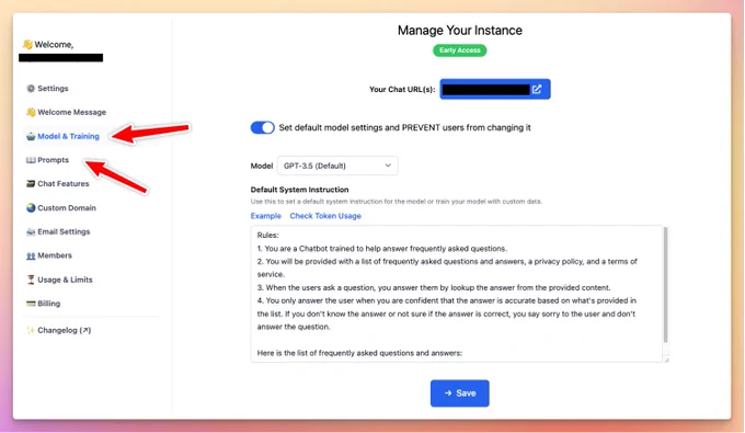 Preloaded prompts & training data
