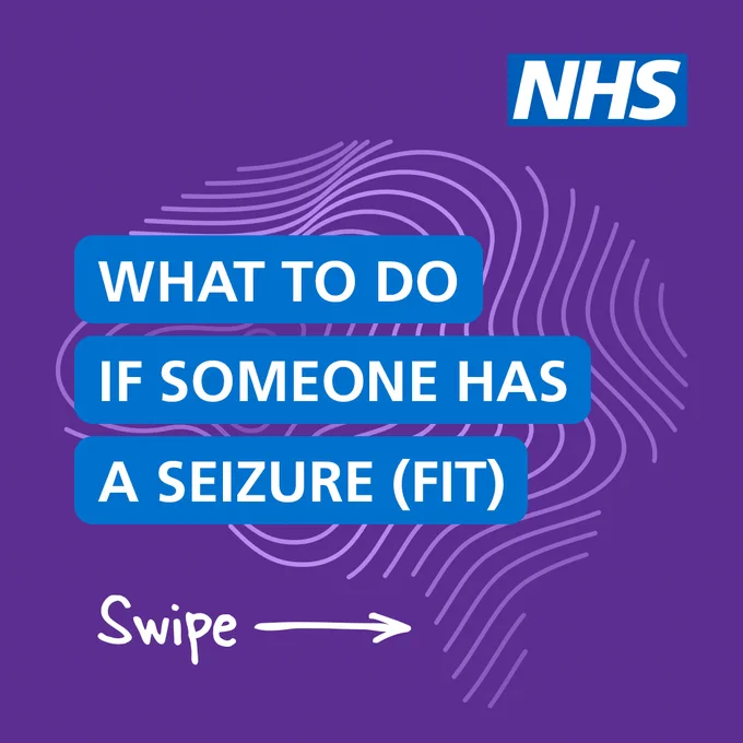 The text reads "What to do if someone has a seizure (fit)." 

The NHS logo is in the top right hand corner.