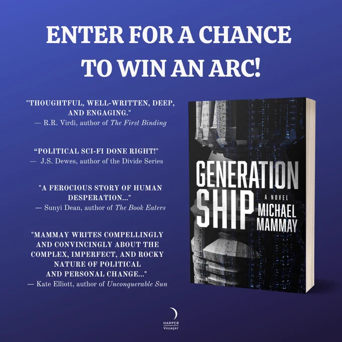 Graphic depicting a drawing for Advanced Reader Copies of GENERATION SHIP