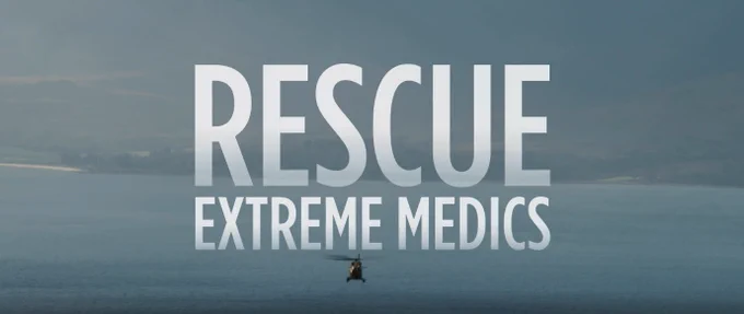 Helicopter set against a Scottish landscape. Text reads Rescue Extreme Medics