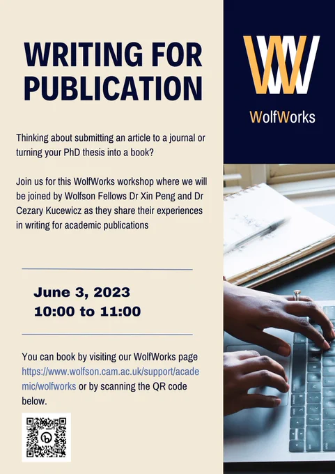 Announcement for Writing for Publication workshop on June 3 2023 from 10:00-11:00