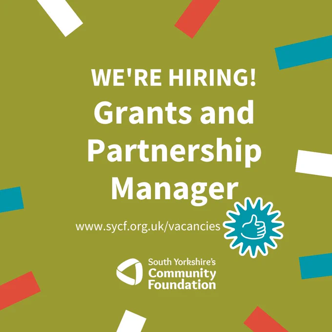 We're Hiring! Grants and Partnership Manager. www.sycf.org.uk/vacancies