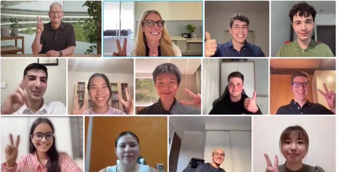 Tim and Esther Hare have a virtual meeting with Swift Student Challenge winners from around the world.