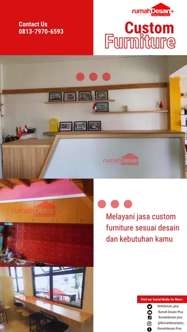 Rumah Desain Plus melayani 
👉🏻Custom Interior Furniture 👈🏻

✅ FREE DESAIN FURNITURE
✅Harga terjangkau
✅Proses sangat mudah 
✅Waktu pengerjaan cepat
✅Kualitas terjamin
✅Bebas desain sesuka hati
✅Bebas pilih bahan

Wujudkan interior impian anda bersama kami #RumahDesainPlus_ 

Desain Furniture⁉️
Iya di RumahDesainPlus ✅

More info klik link Bio ‼️