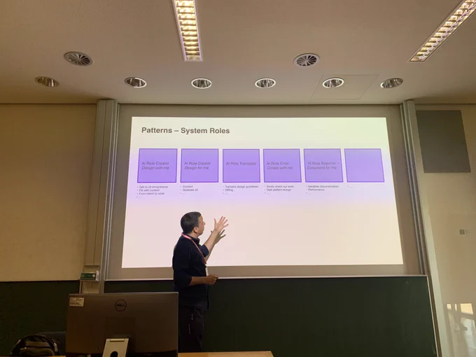 A person presenting a slide