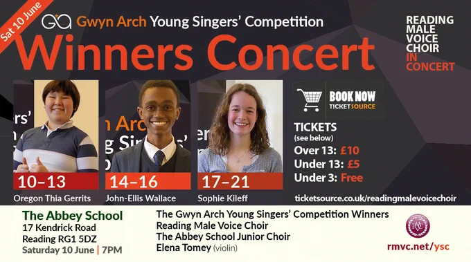 The 1st Gwyn Arch Young Singers' Competition winners in concert.