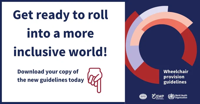 Cover page of the new Wheelchair guidelines and the words “Get ready to roll into a more inclusive world! Download your copy of the new guidelines today”
