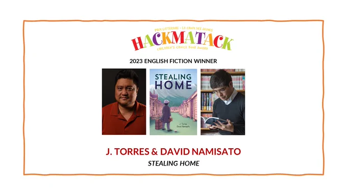 Winning authors' headshots, book covers, and Hackmatack logo.