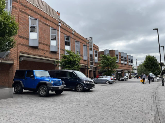 Parking in pedestrian area Redhill town centre