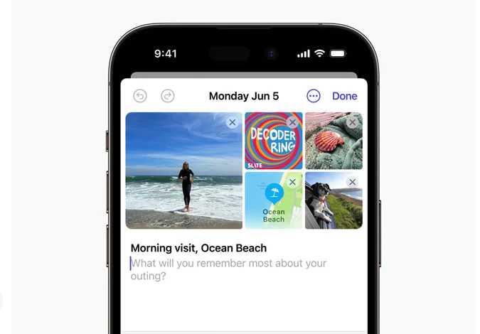 Displaying the "Journal" app announced by Apple.