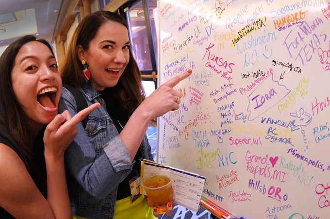 Attendees sharing where their from on our attendee whiteboard question of the day
