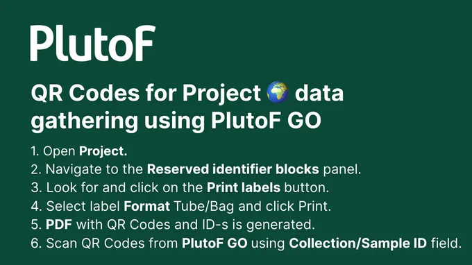 QR Codes for Project 🌍 data gathering using PlutoF GO 