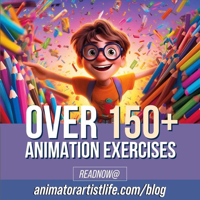 over 150 character animation exercises from beginner to advanced