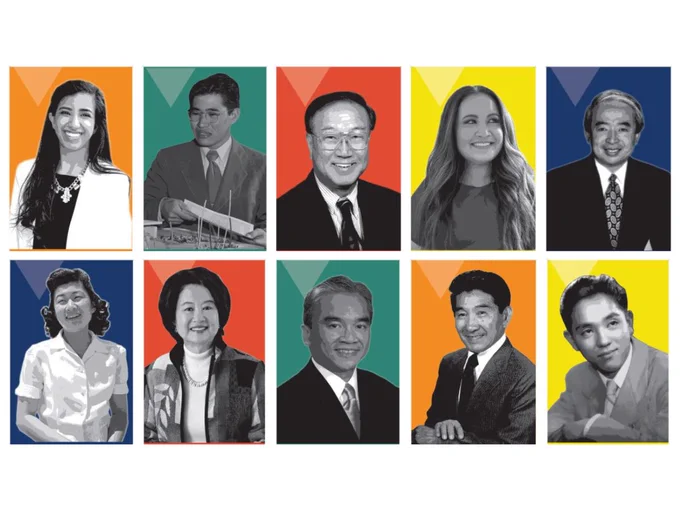 Ten colorful avenue banners, each featuring an individual of Asian American & Pacific Islander (AAPI) descent who has made significant contributions to Colorado's history and culture.