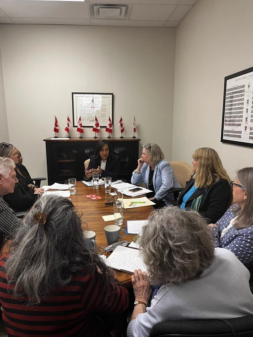 Minister Anand in discussion with Halton climate leaders.
