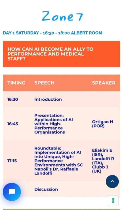 The timetable for Zone7’s session at the isokinetic conference is shown, with Jo Clubb involved in a round table discussion at 17:15
