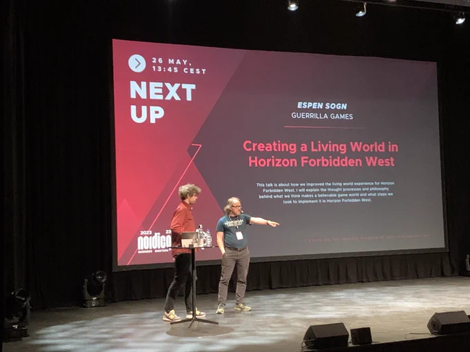 Espen Sogn at the Nordic Game stage with Creating a Living World in Horizon Forbidden West