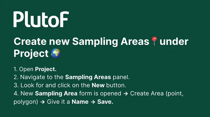 Create new Sampling Areas under Project in PlutoF