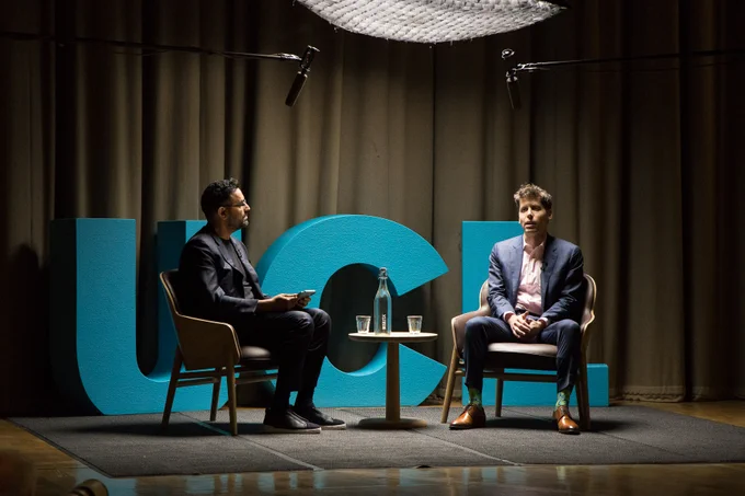 On-stage conversation between Sam Altman and Azeem Azhar.