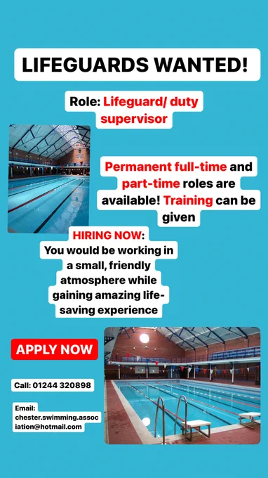 LIFEGUARDS WANTED! Permanent full-time and part-time roles available. Apply now.
