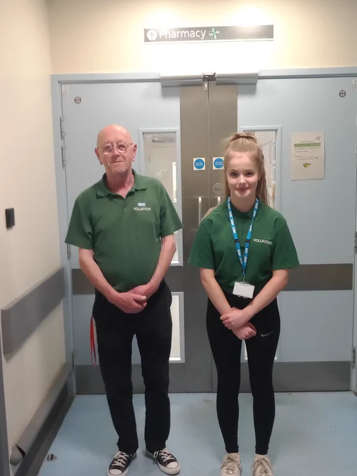 Picture shows Mike and Rosie, working together as pharmacy runners