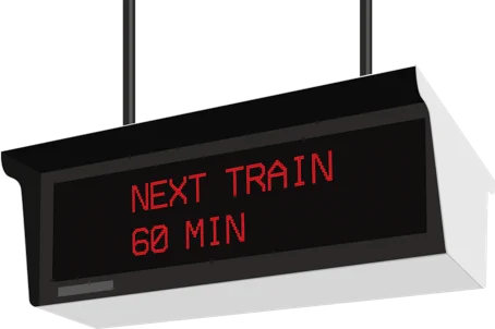 A mock-up of what BART frequencies can look like with severe cuts: NEXT TRAIN 60 MIN